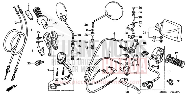 SWITCH/CABLE for Transalp 650 MUTE BLACK METALLIC (NH359) from 2001